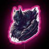 Neon Batman logo from The Dark Knight in pink and purple colors