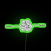 Neon design concept with multi-colored process stages on a green background.