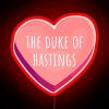 The neon sign of The Duke of Hastings in RGB colors, illuminated in red.