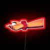 RGB neon sign depicting an American teenager falling, conveying themes of identity crisis.