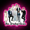 Pink neon sign with the words 'The Family The Bridgertons Love Gifts'