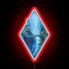 The Fellowship departs from Rivendell, as depicted in digital art with neon sign elements.