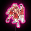 Neon RGB sign with a slam dunk logo in pink, a vibrant sports-themed installation.