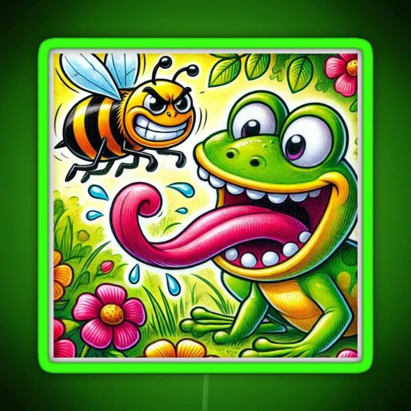 The Frog S Playful Chase RGB Neon Sign