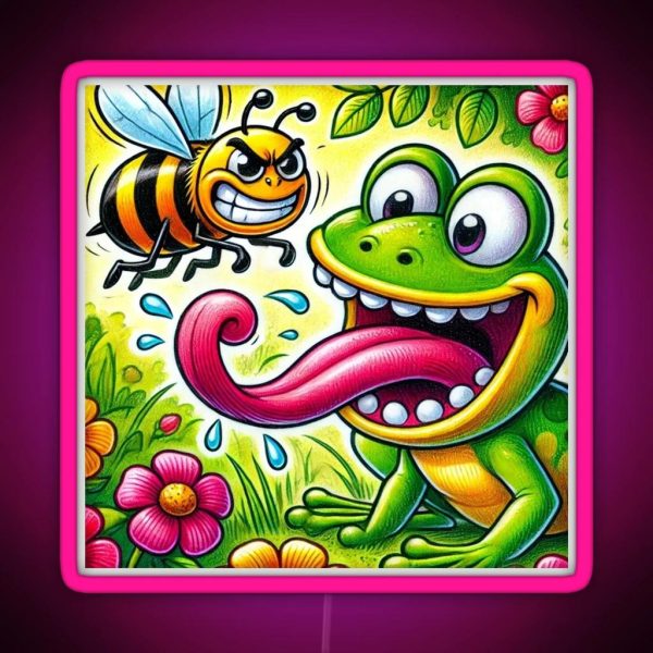 The Frog S Playful Chase RGB Neon Sign