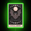 Green neon full moon illuminated sign