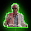 Neon sign reading 'Birth is a Curse' in RGB colors from The Good Place.