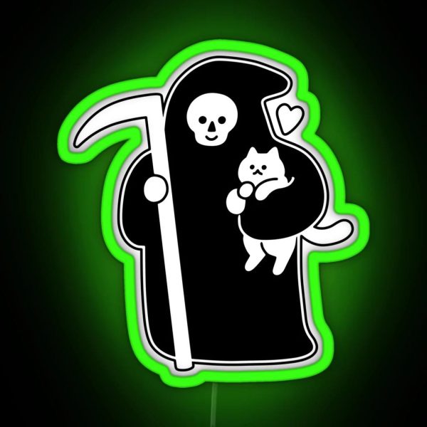 The Grim Reaper Loves Cats RGB Neon Sign