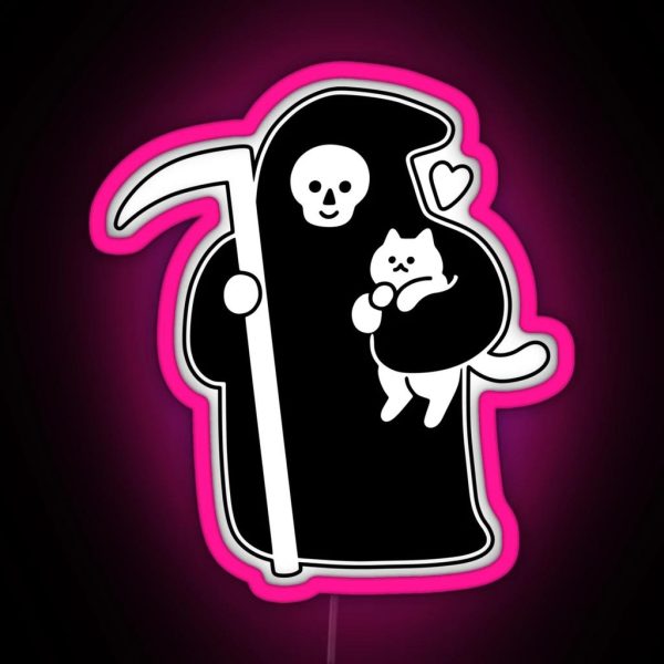 The Grim Reaper Loves Cats RGB Neon Sign