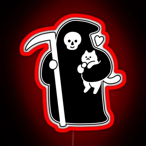 The Grim Reaper Loves Cats RGB Neon Sign