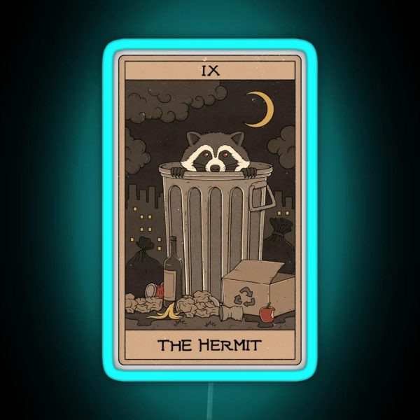 The Hermit Raccoons Tarot RGB Neon Sign