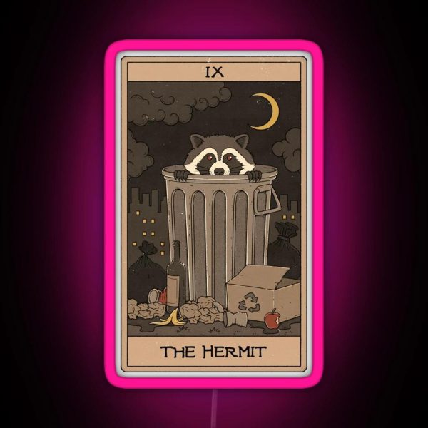 The Hermit Raccoons Tarot RGB Neon Sign