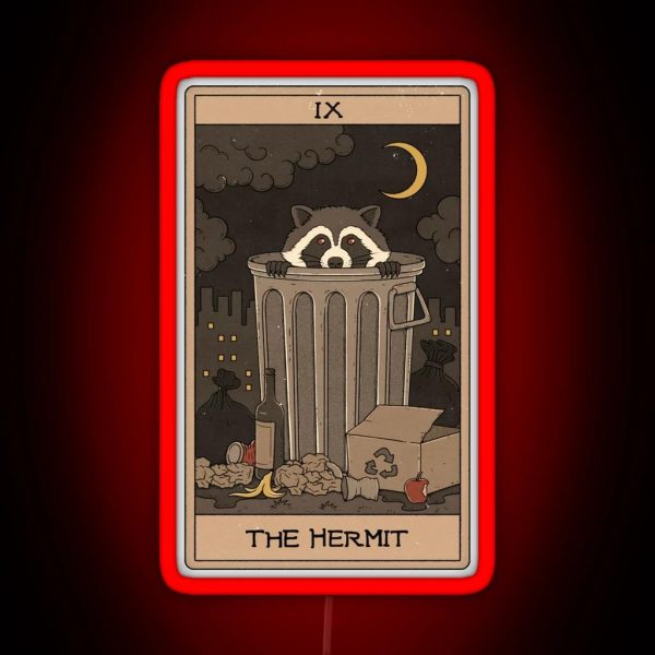 The Hermit Raccoons Tarot RGB Neon Sign