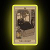 A neon sign reading "The Hermit" in yellow letters with an RGB filter effect.