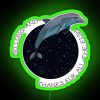 RGB neon sign of Douglas Adams' science fiction novel 'The Hitchhiker's Guide to the Galaxy'