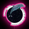 Humorous neon sign with RGB color scheme inspired by The Hitchhiker's Guide to the Galaxy