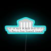 Neon sign reading 'The Hokey Pokey Institute - A place to turn yourself around'