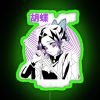 Insect-inspired neon sign with Shinobu Kocho's green hashira emblem.
