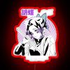 Insect-inspired neon sign resembling a Shinobu Kocho Hashira from Demon Slayer, with vibrant red colors and a sharp design.