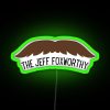 Neon RGB sign featuring comedian Jeff Foxworthy's name in bold green letters.