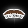 Comedian Jeff Foxworthy's name in neon lights, an RGB sign with colorful glowing letters.