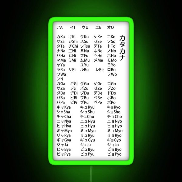 The Katakana The Entire Second Japanese RGB Neon Sign