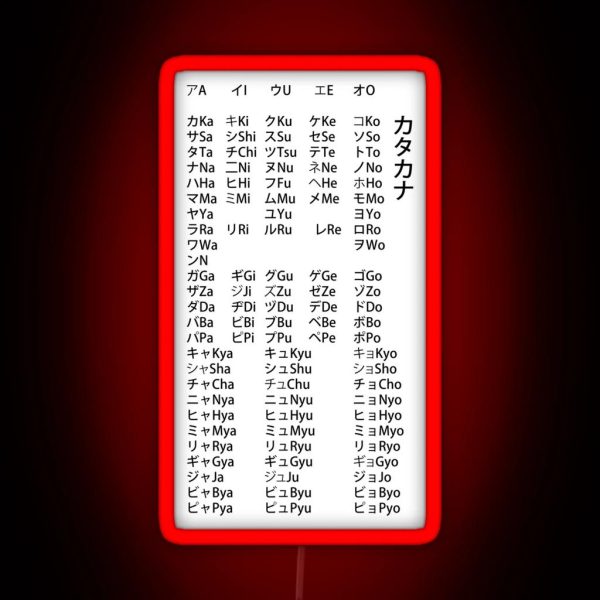 The Katakana The Entire Second Japanese RGB Neon Sign
