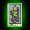 Kermit the Frog neon tarot sign in green.