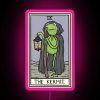 Neon sign featuring Kermit from The Muppets in a tarot theme.
