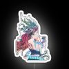 Neon sign of a mermaid with vibrant colors.