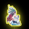 Neon sign featuring a colorful mermaid illustration with vibrant hues.