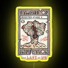 The Last of Us infection stages, from Clicker to Cordyceps-infected, depicted as a neon sign with yellow hues.