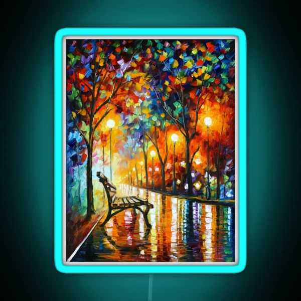 THE LONELINESS OF AUTUMN Leonid Afremov RGB Neon Sign