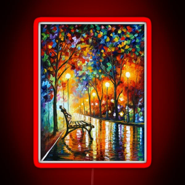 THE LONELINESS OF AUTUMN Leonid Afremov RGB Neon Sign