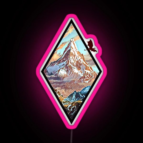 The Lonely Mountain Dragon Diamond Frame White Fantasy RGB Neon Sign