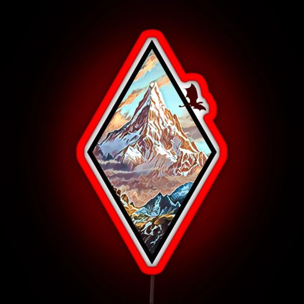 The Lonely Mountain Dragon Diamond Frame White Fantasy RGB Neon Sign