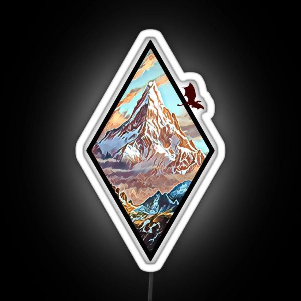 The Lonely Mountain Dragon Diamond Frame White Fantasy RGB Neon Sign