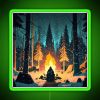 Neon green sign with long, dark gradient effect.
