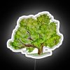A vibrant RGB neon sign featuring a majestic oak tree