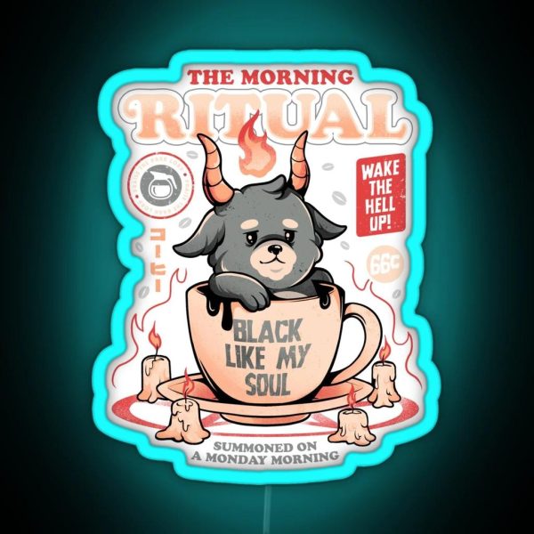 The Morning Ritual Cute Baphomet Coffee Gift RGB Neon Sign