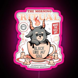 The Morning Ritual Cute Baphomet Coffee Gift RGB Neon Sign