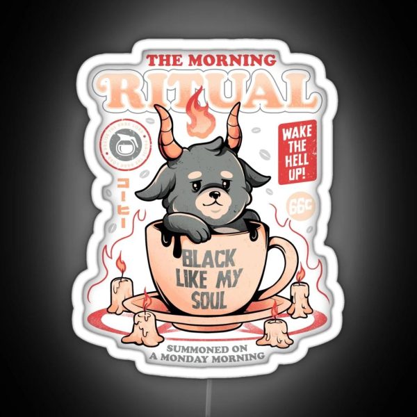 The Morning Ritual Cute Baphomet Coffee Gift RGB Neon Sign