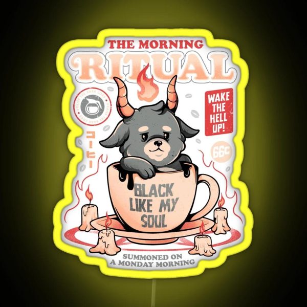 The Morning Ritual Cute Baphomet Coffee Gift RGB Neon Sign