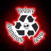 Neon sign with a dark magic or necromancy themed logo in red color.