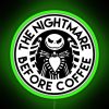 Vibrant neon coffee sign at night with an eerie, otherworldly glow.