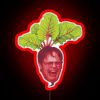 The Office" Dwight Schrute's beet farm neon sign in RGB color scheme.