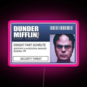 The Office Dwight Schrute Security Threat Office Gift RGB Neon Sign