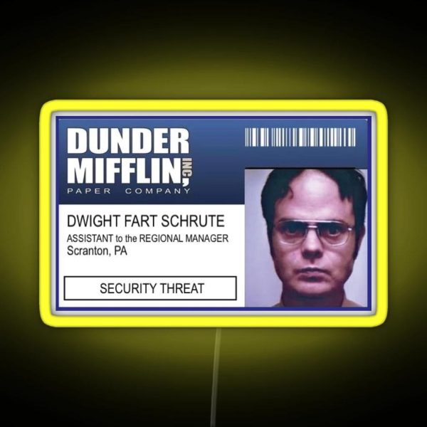 The Office Dwight Schrute Security Threat Office Gift RGB Neon Sign