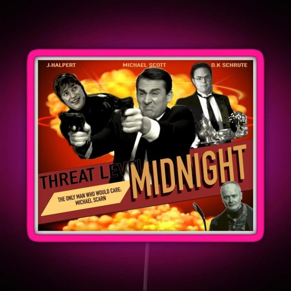 The Office Threat Level Midnight 50 S Style Poster RGB Neon Sign