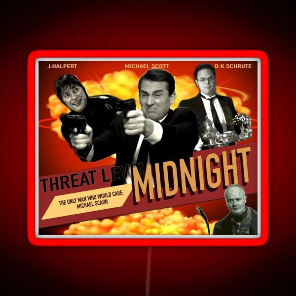 The Office Threat Level Midnight 50 S Style Poster RGB Neon Sign